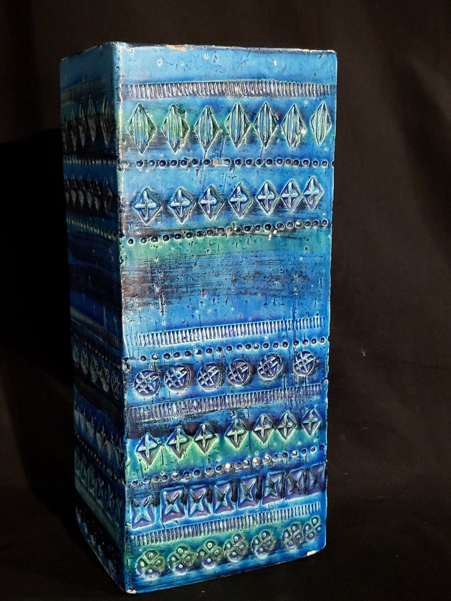 ALDO LONDI (1911-2003), grand vase parallélépipédique de la série Rimini Blu design, vers 1960.