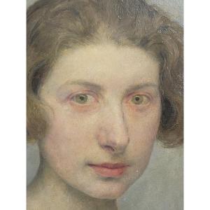Edgard Maxence (1871-1954) Strange Portrait Of A Young Woman, Dated 1923.