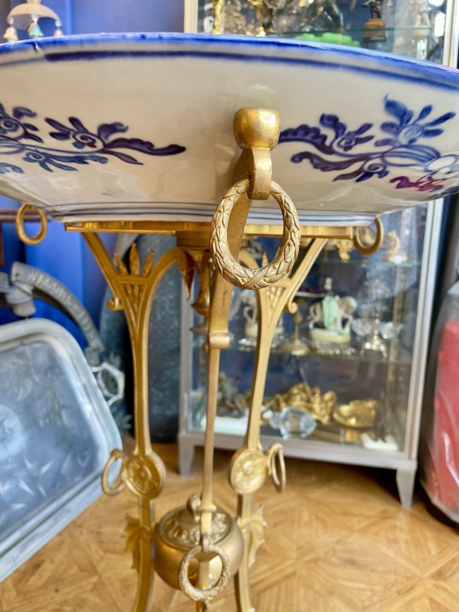 GUERIDON BRONZE DORE ET PORCELAINE  IMARI XIXE-photo-2