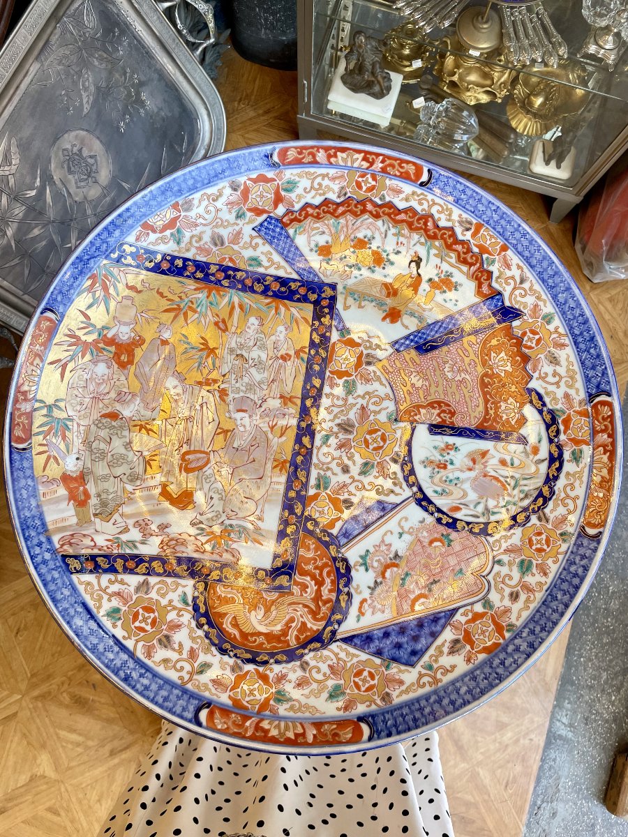 GUERIDON BRONZE DORE ET PORCELAINE  IMARI XIXE-photo-3