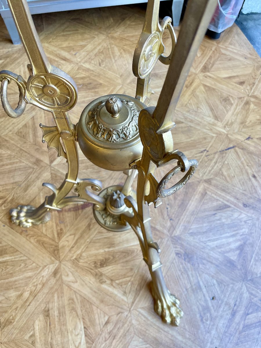 GUERIDON BRONZE DORE ET PORCELAINE  IMARI XIXE-photo-2