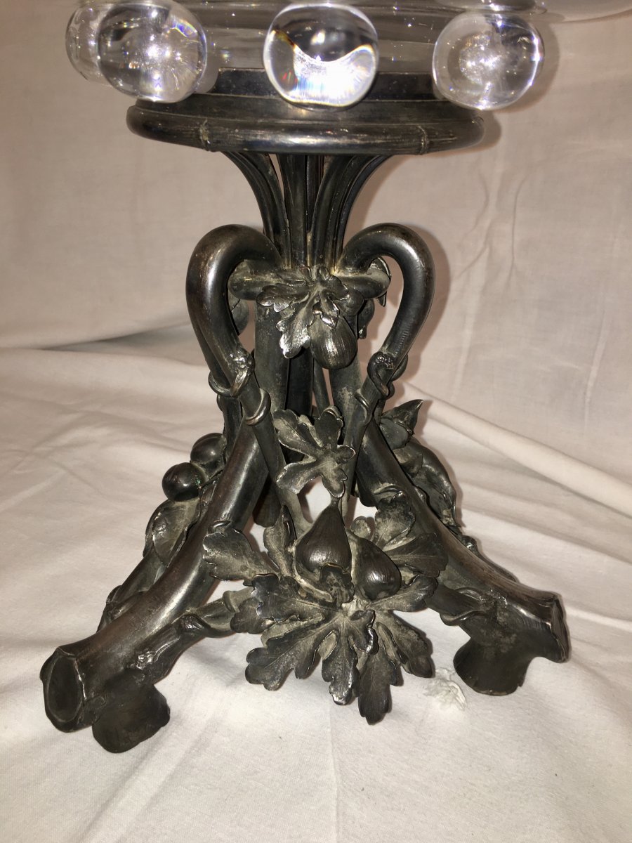 Christofle Crystal Cup On Bronze Foot-photo-3