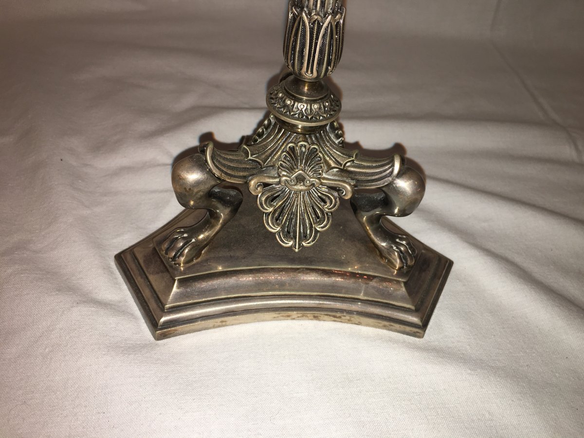 Candélabres Bougeoirs En Métal Argenté -photo-3