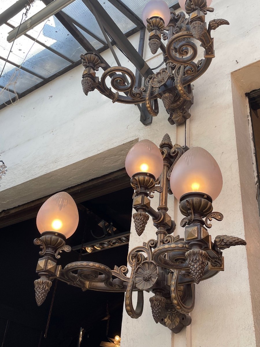 Old Pair Of Cast Iron Bridge Sconces