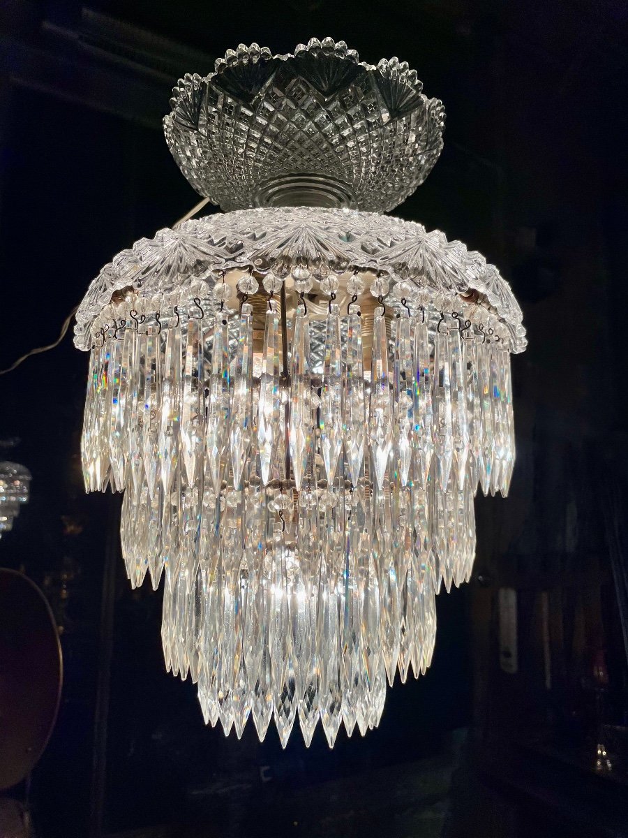 Val St Lambert Crystal Ceiling Lamp