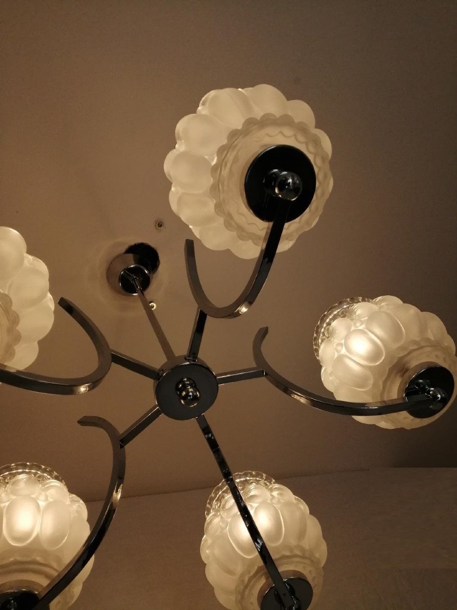 Art Deco Chandelier With 5 Arms Of Light-photo-2