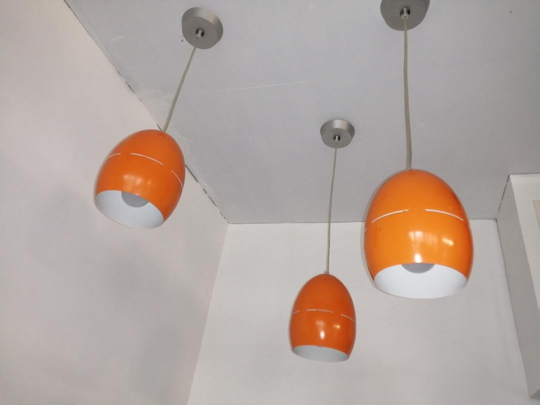 Suite Of 3 Vintage Orange 70s Suspensions-photo-2