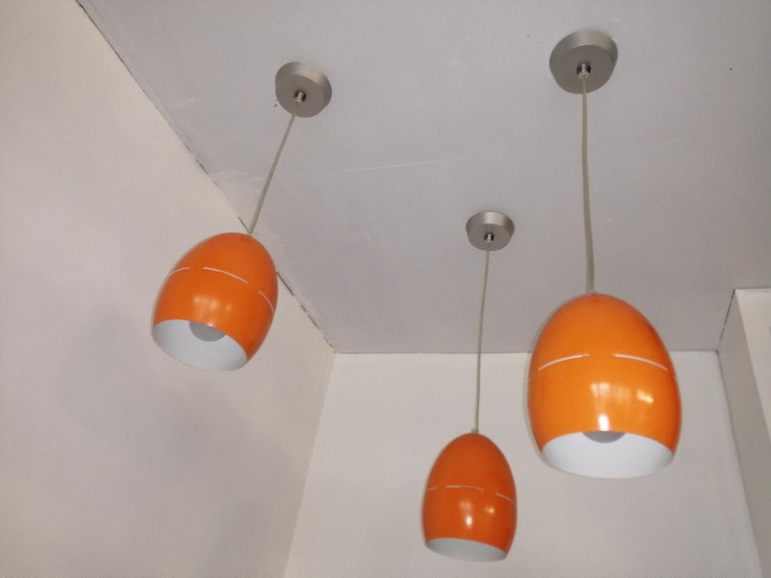 Suite Of 3 Vintage Orange 70s Suspensions