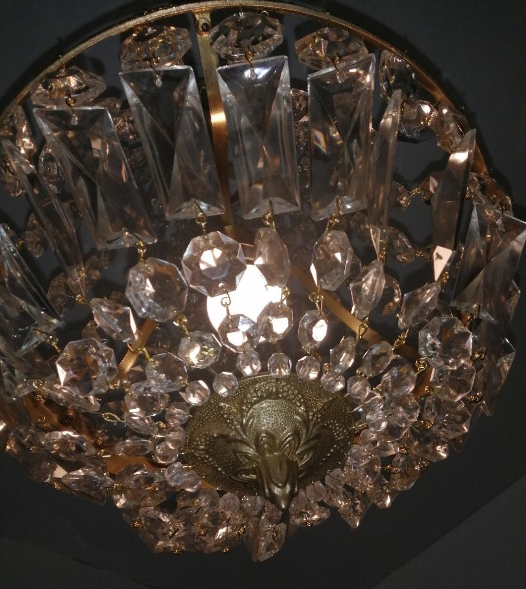 Hot Air Balloon Chandelier In Bronze And Crystal-photo-2