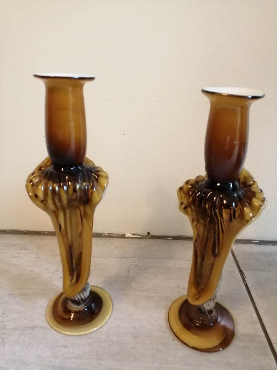 Pair Of Murano Candlesticks