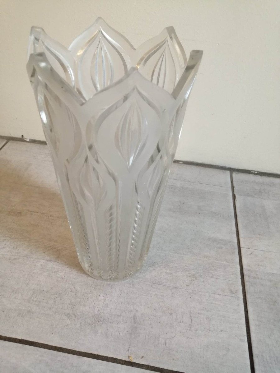 70s Pressed Molded Glass Vase-photo-2