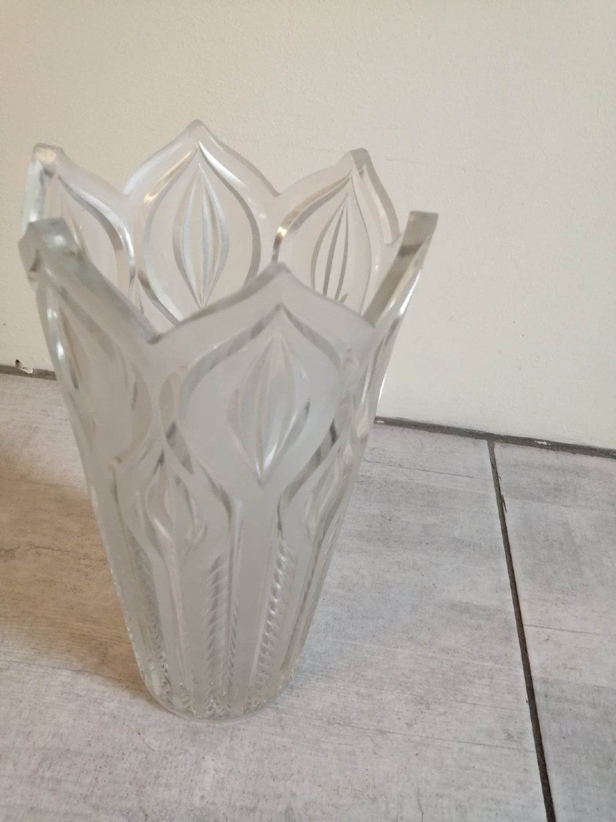 70s Pressed Molded Glass Vase-photo-3