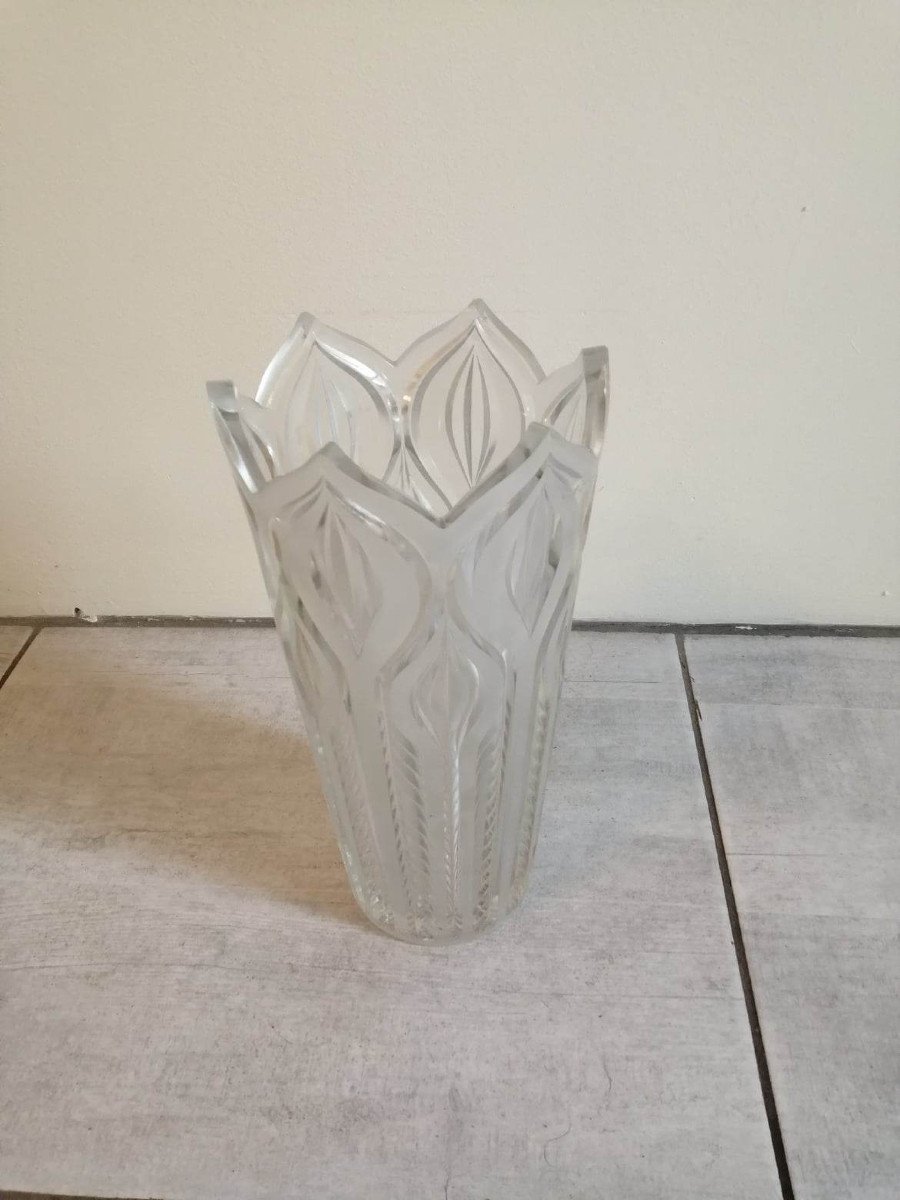 70s Pressed Molded Glass Vase