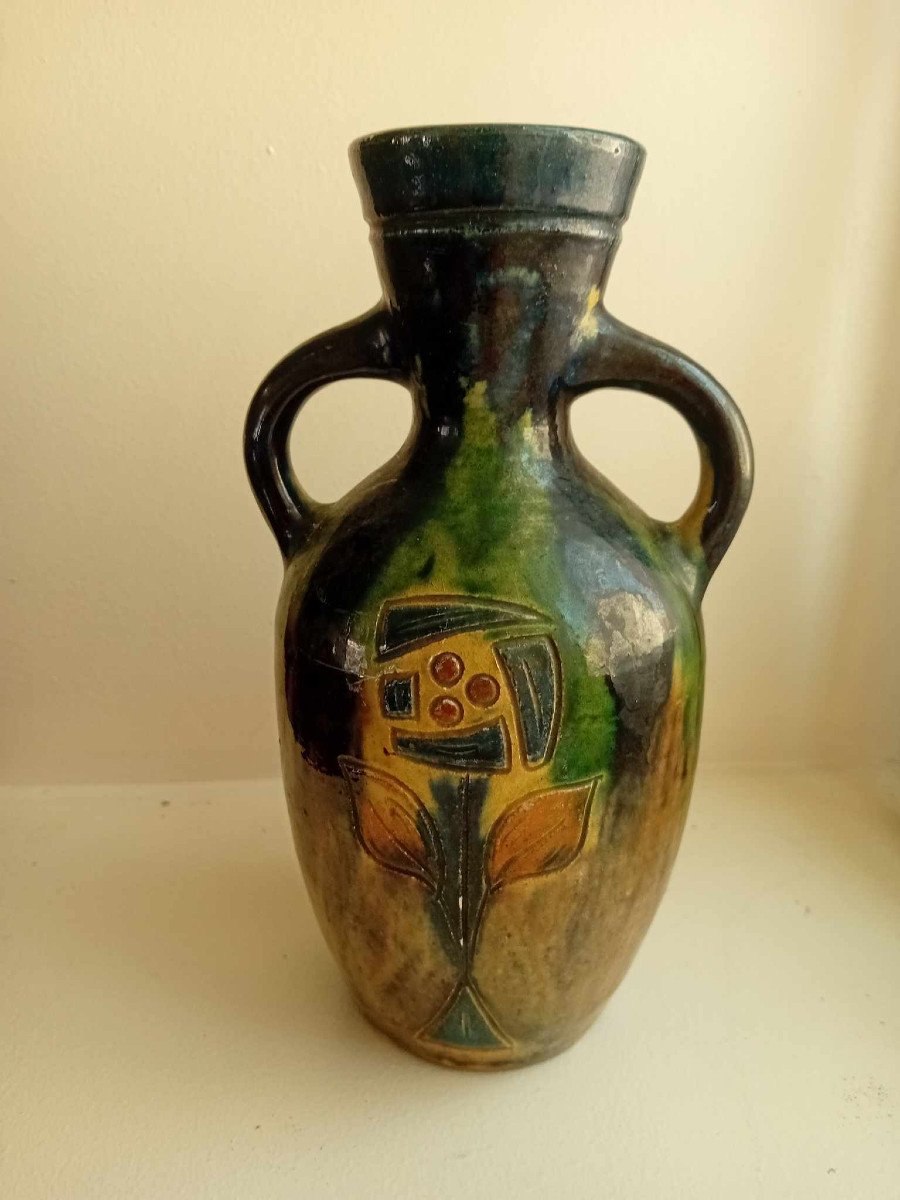 Glazed Sandstone Vase Torhout, Flanders.-photo-3