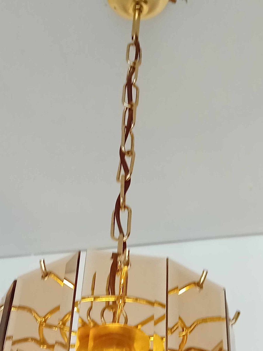 50s/60s Pendant Light In Golden Metal-photo-2