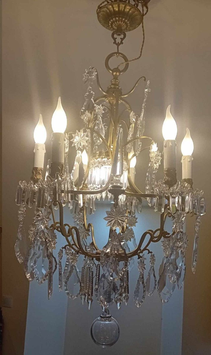 Grand Lustre à Cristaux époque 1 ère Moitié Du 20ème Siècle.-photo-2