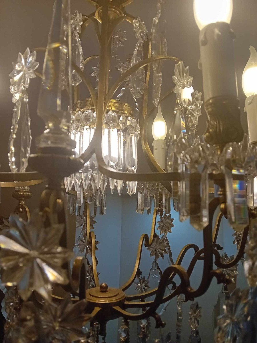 Grand Lustre à Cristaux époque 1 ère Moitié Du 20ème Siècle.-photo-3