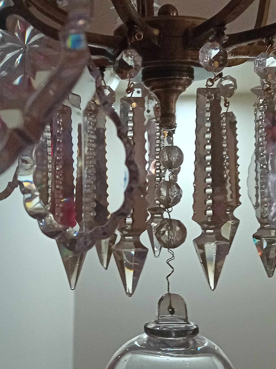 Grand Lustre à Cristaux époque 1 ère Moitié Du 20ème Siècle.-photo-7
