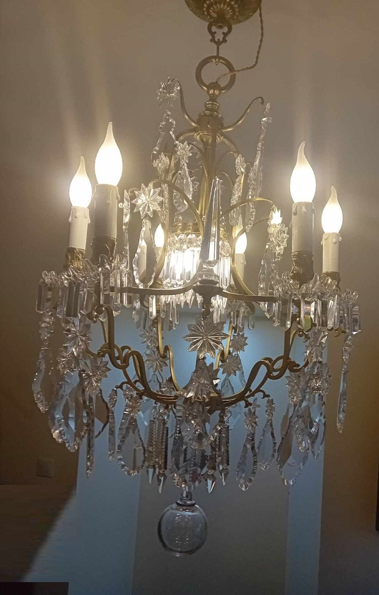 Grand Lustre à Cristaux époque 1 ère Moitié Du 20ème Siècle.