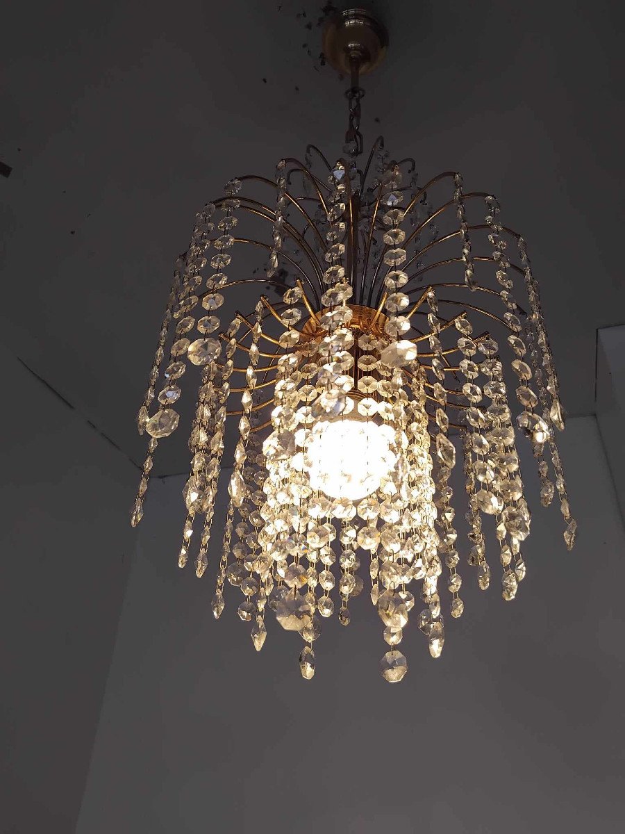 1970s Hollywood Regency Crystal Chandelier-photo-2
