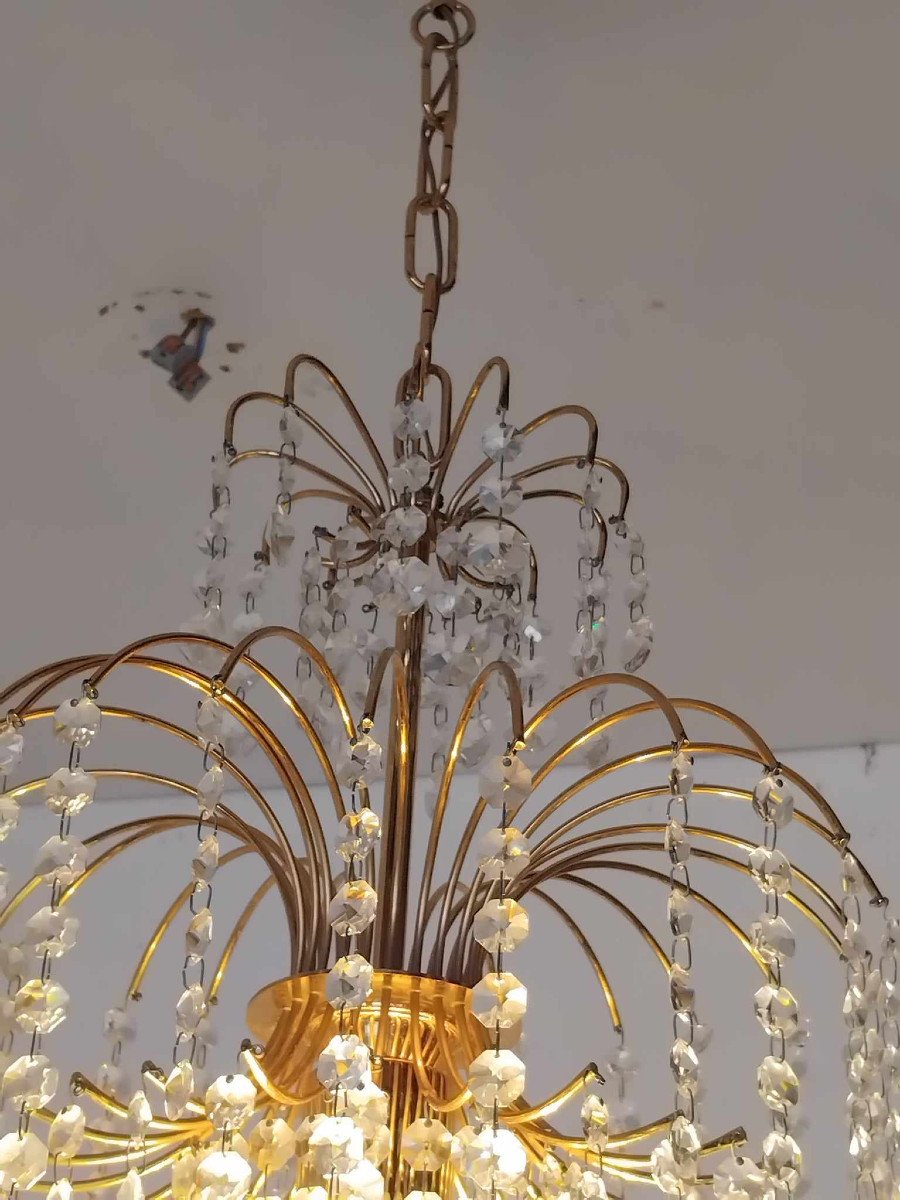 1970s Hollywood Regency Crystal Chandelier-photo-3