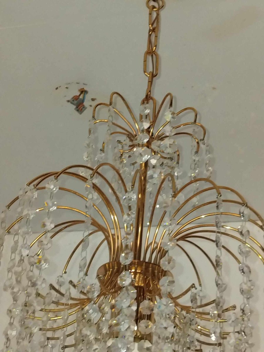 1970s Hollywood Regency Crystal Chandelier-photo-2