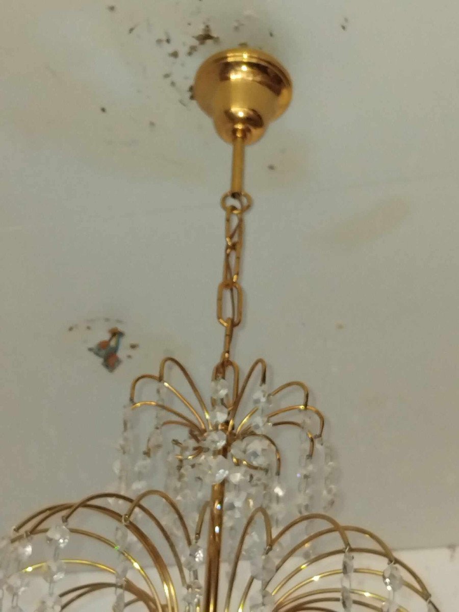 1970s Hollywood Regency Crystal Chandelier-photo-3