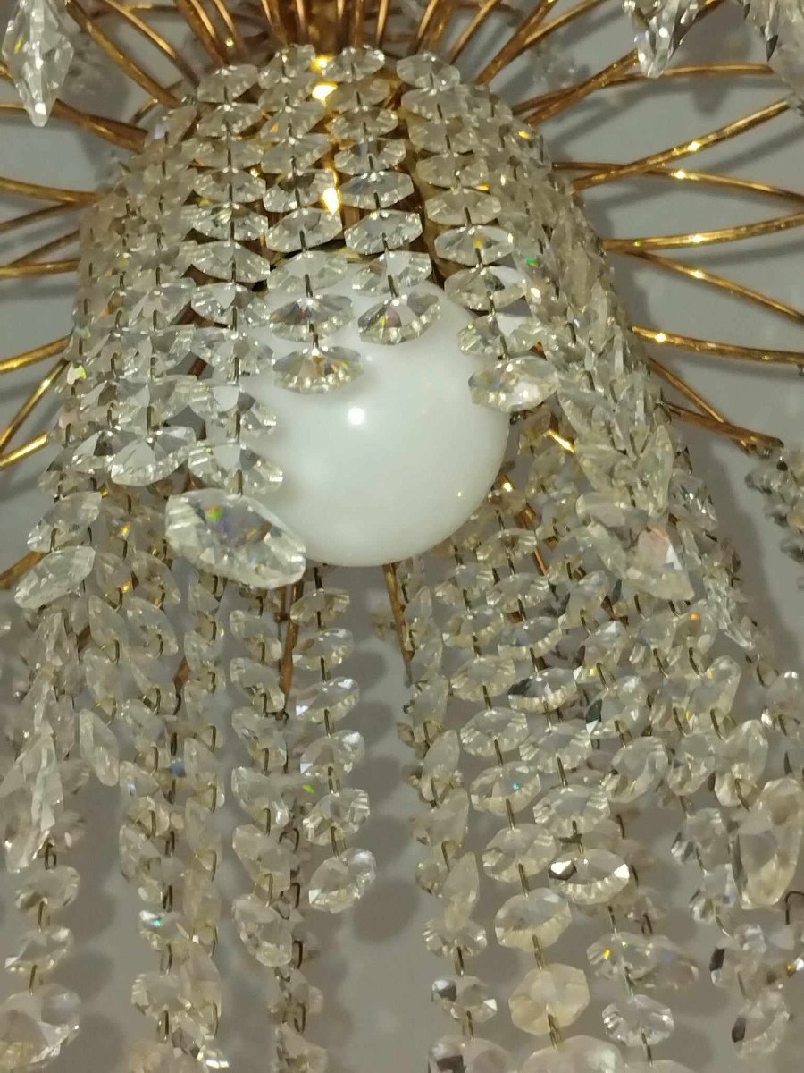 1970s Hollywood Regency Crystal Chandelier-photo-4