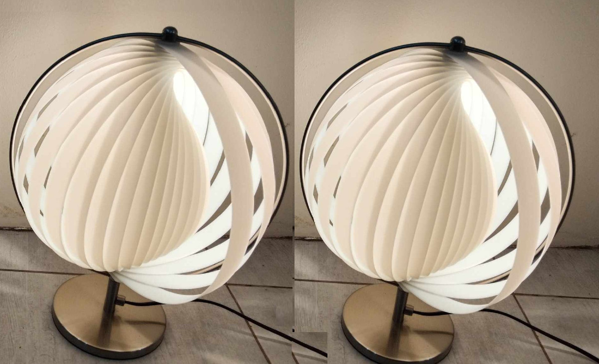 Pair Of 70s Moon Lamps By Verner Panton, Casa Publisher 
