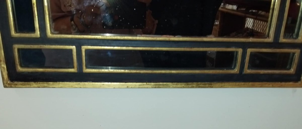 Miroir rectangulaire années 70's bois doré-photo-4