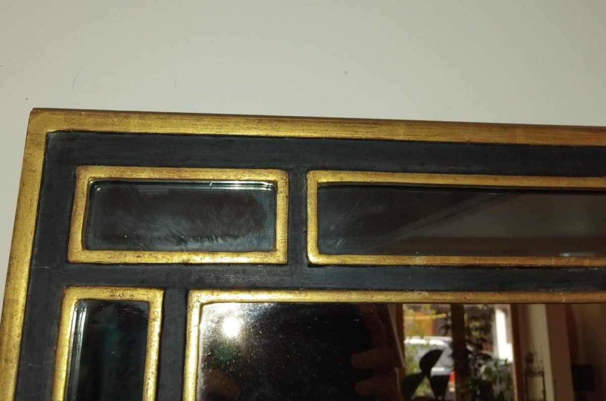Miroir rectangulaire années 70's bois doré-photo-2