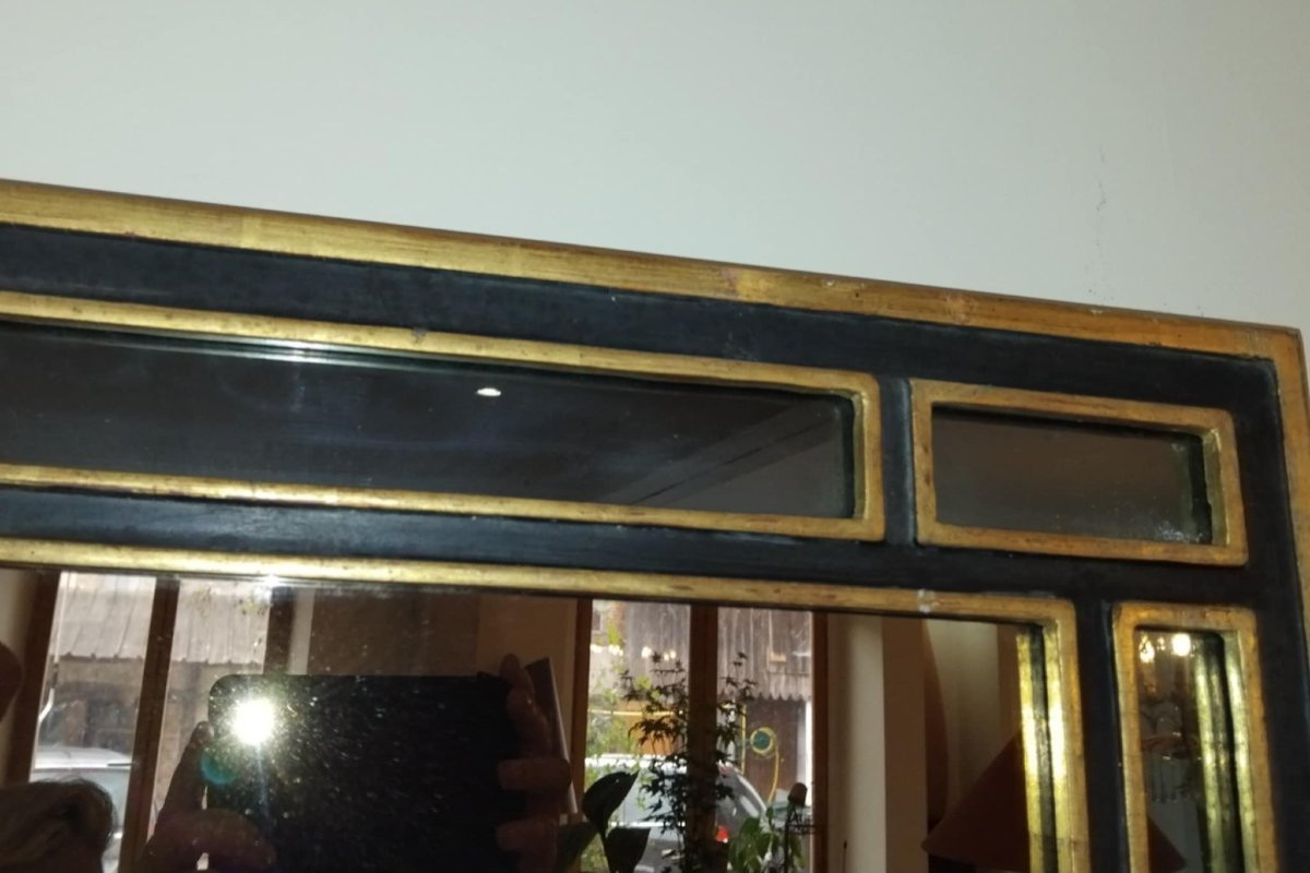 Miroir rectangulaire années 70's bois doré-photo-3