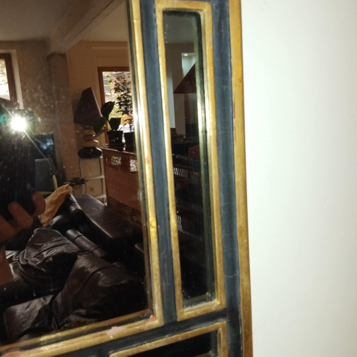 Miroir rectangulaire années 70's bois doré-photo-5