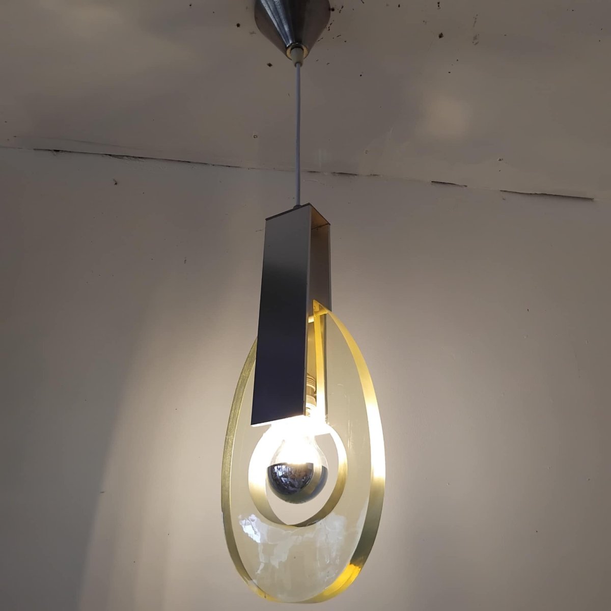 60s/70s Metal And Resin Pendant Light-photo-1