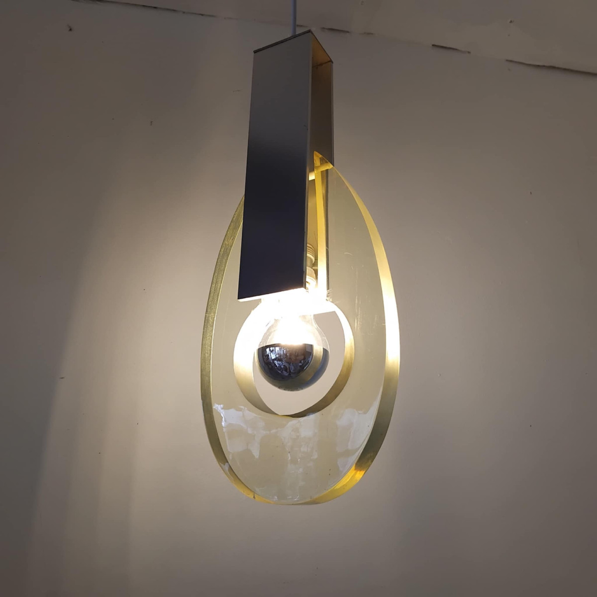 60s/70s Metal And Resin Pendant Light
