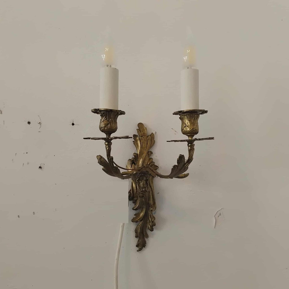 Paire d'appliques à deux bras de lumière style Louis XV-photo-5