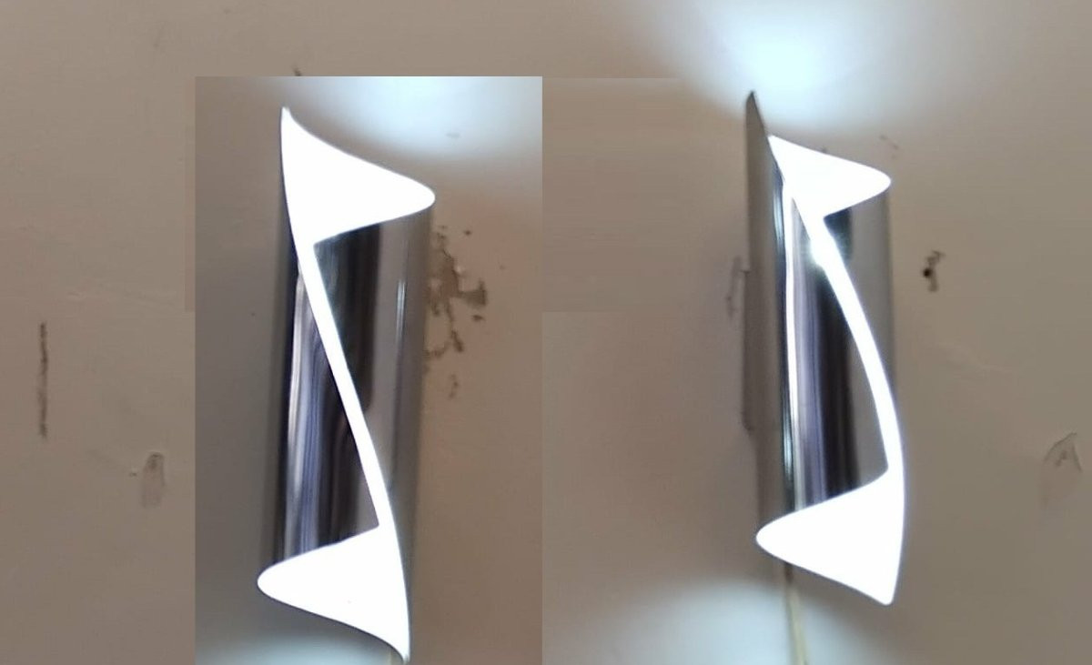 Paire d'appliques chromées bidirectionnelles 70's/80's-photo-2