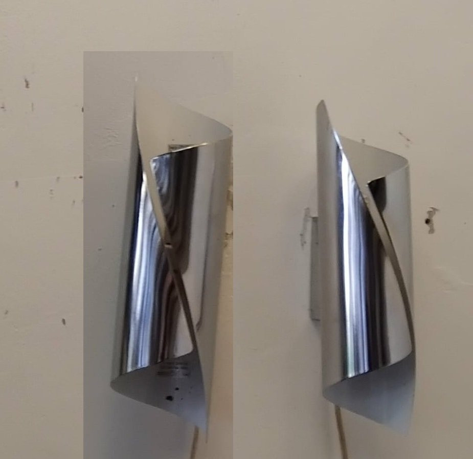 Paire d'appliques chromées bidirectionnelles 70's/80's-photo-3