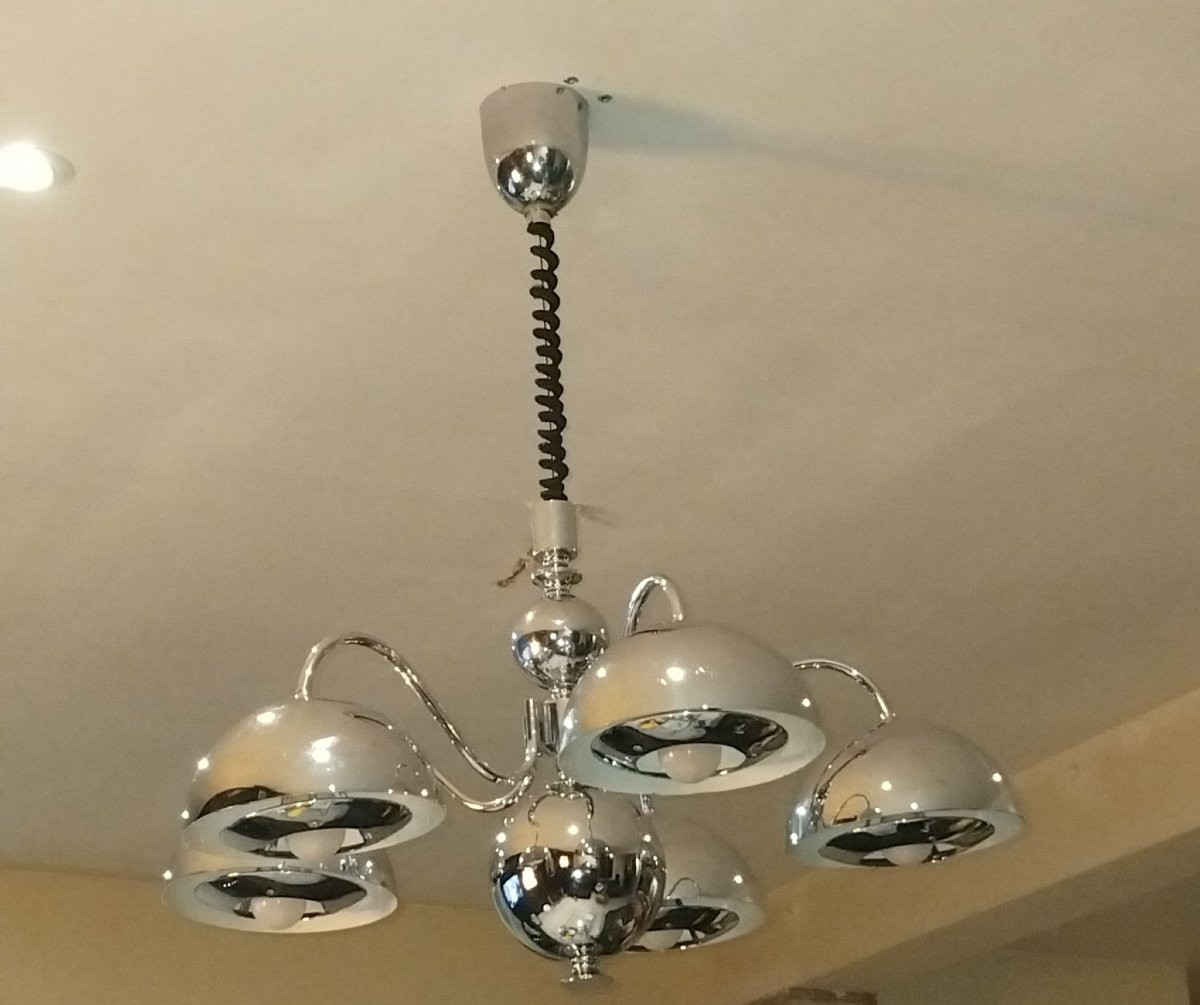 Chrome Chandelier By Gioffredo Reggiani, 1970s-photo-2