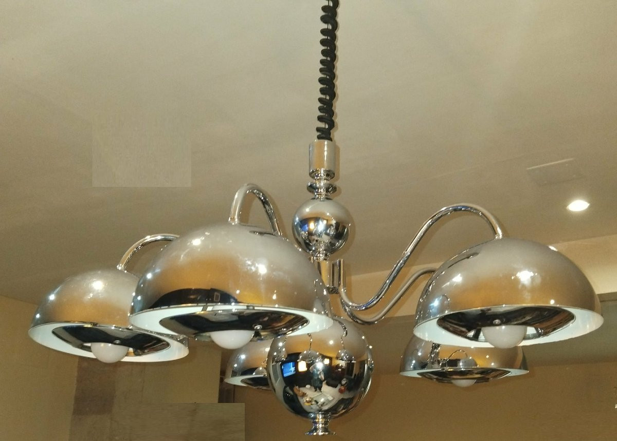 Chrome Chandelier By Gioffredo Reggiani, 1970s-photo-1