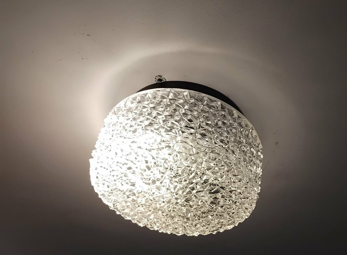 Molded Glass Ceiling Light From The 1960s/70s-photo-2