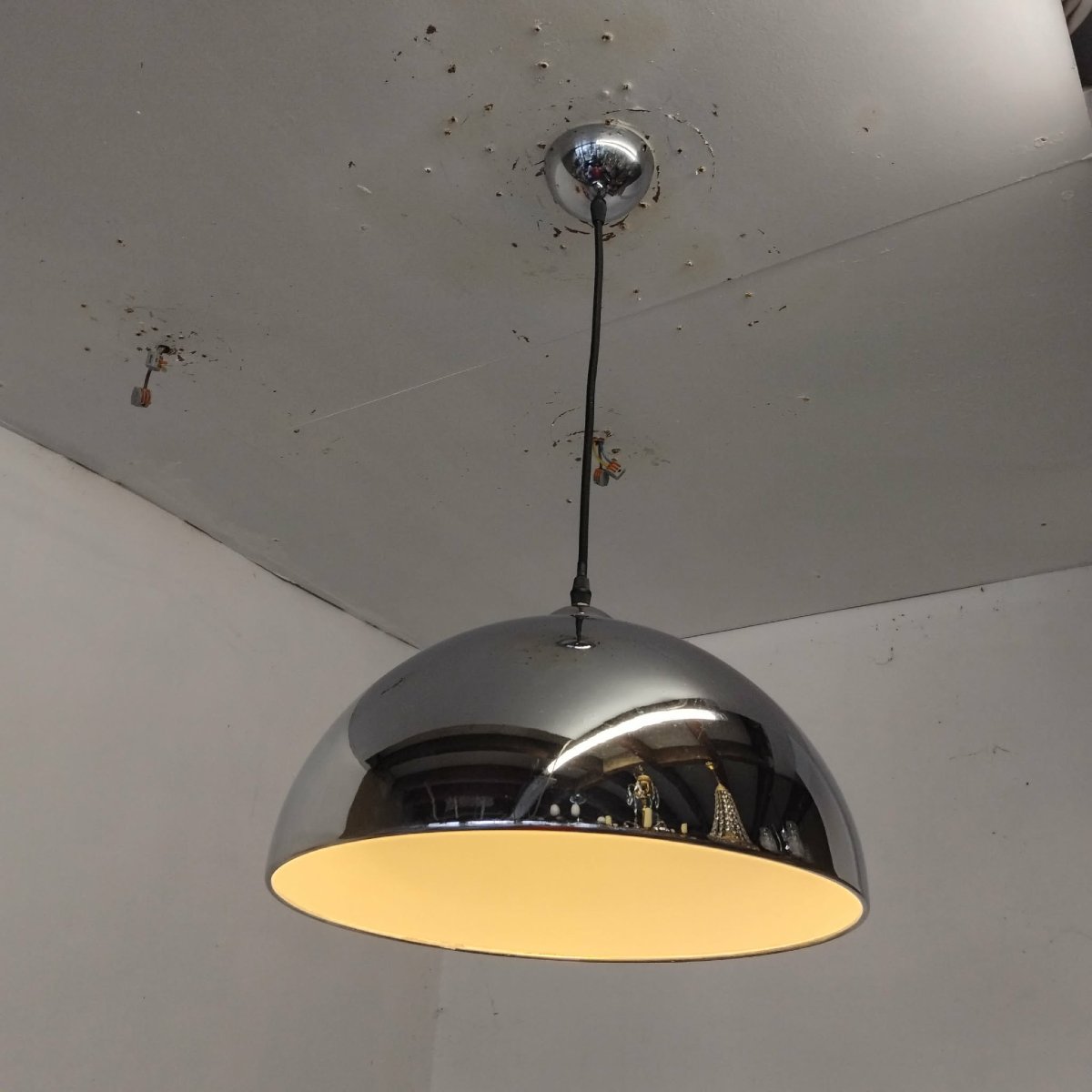 Suspension globe chromé 70/80's-photo-3