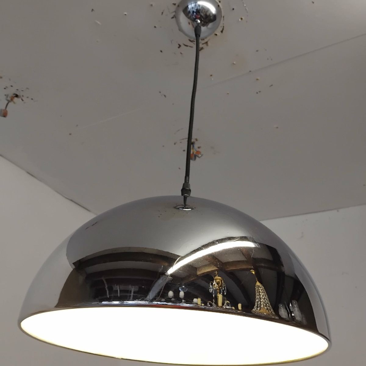 Suspension globe chromé 70/80's