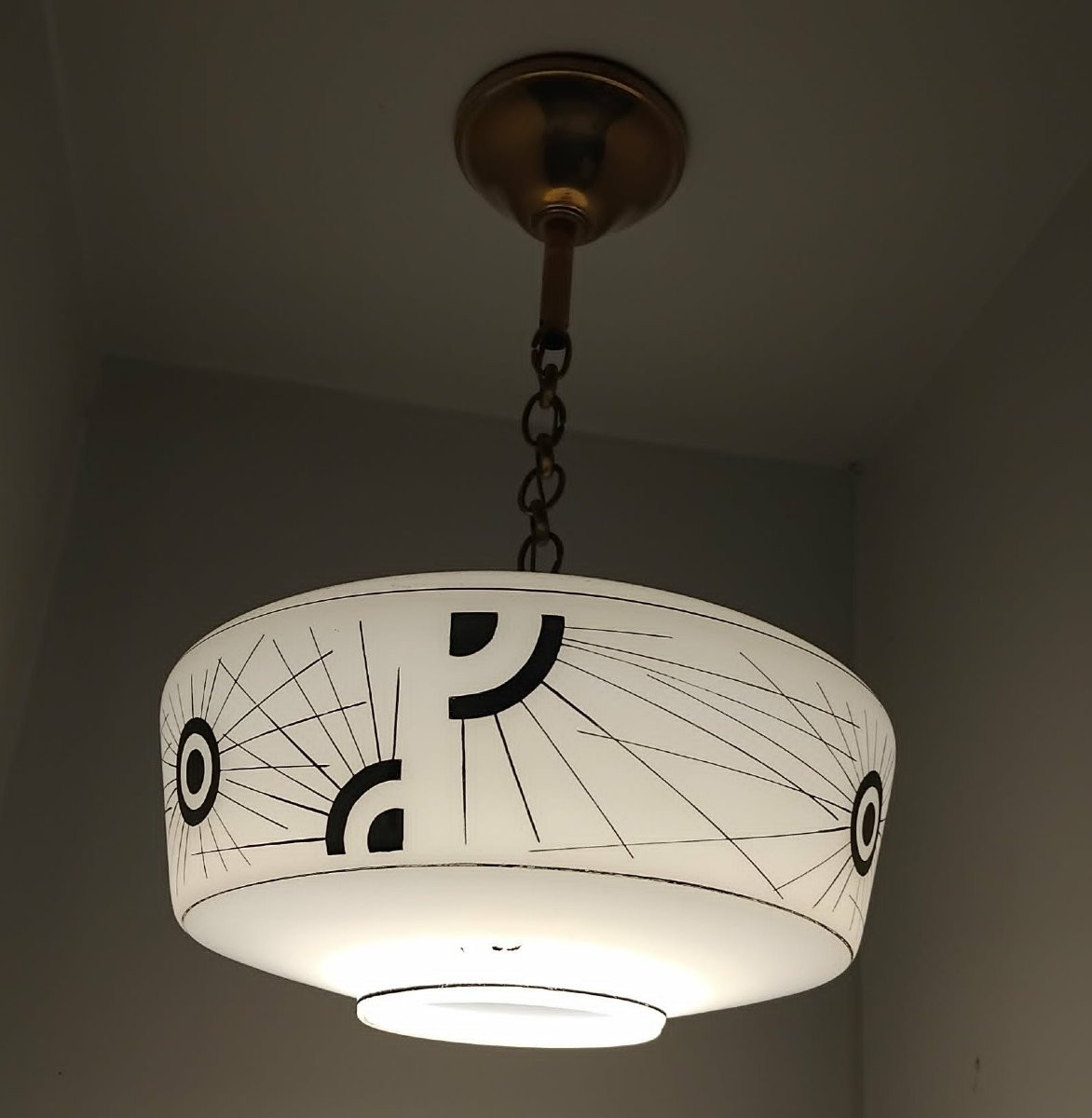 Suspension opaline décorée années 50/60-photo-2