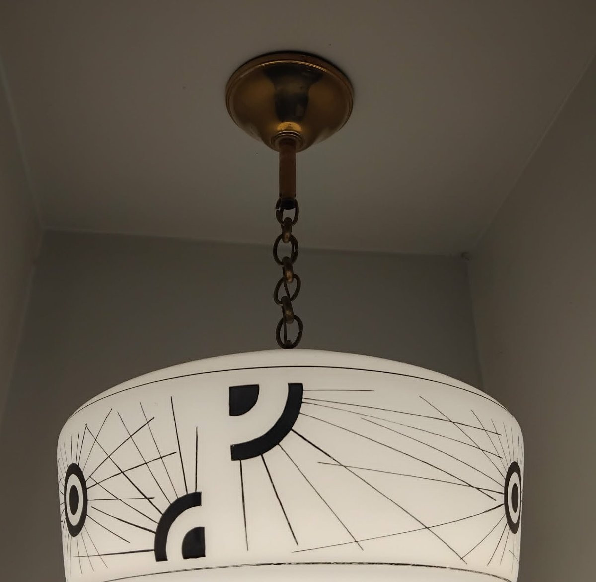 Suspension opaline décorée années 50/60-photo-2