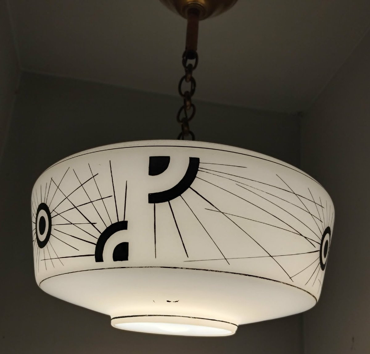 Suspension opaline décorée années 50/60-photo-3