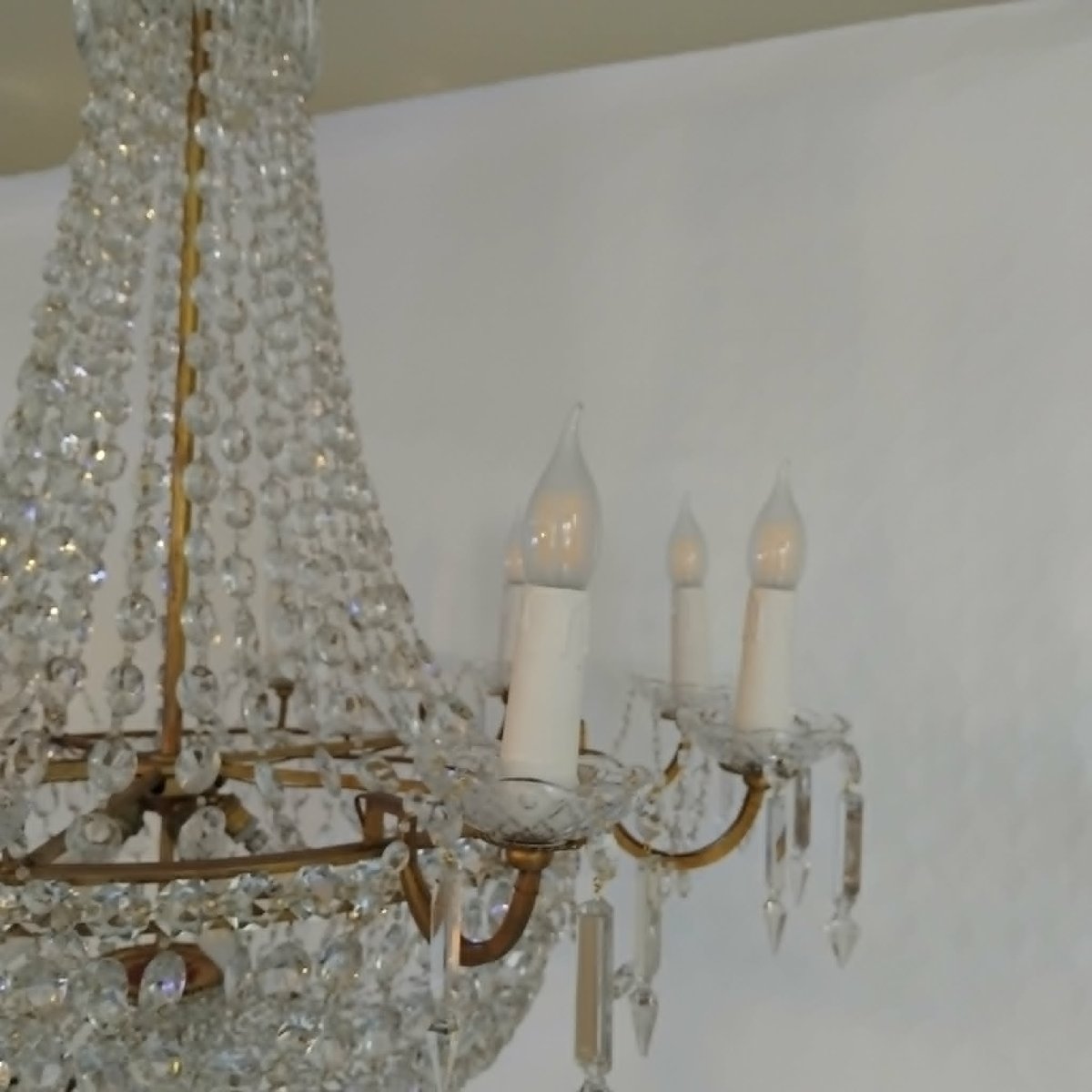 Basket Chandelier Attributed To Baccarat Early 20th Century. Large Model With 10 Arms Of Light-photo-3