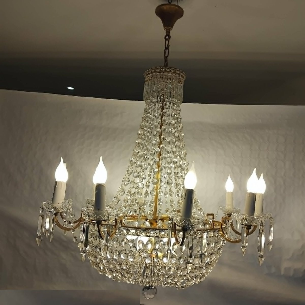 Basket Chandelier Attributed To Baccarat Early 20th Century. Large Model With 10 Arms Of Light-photo-2