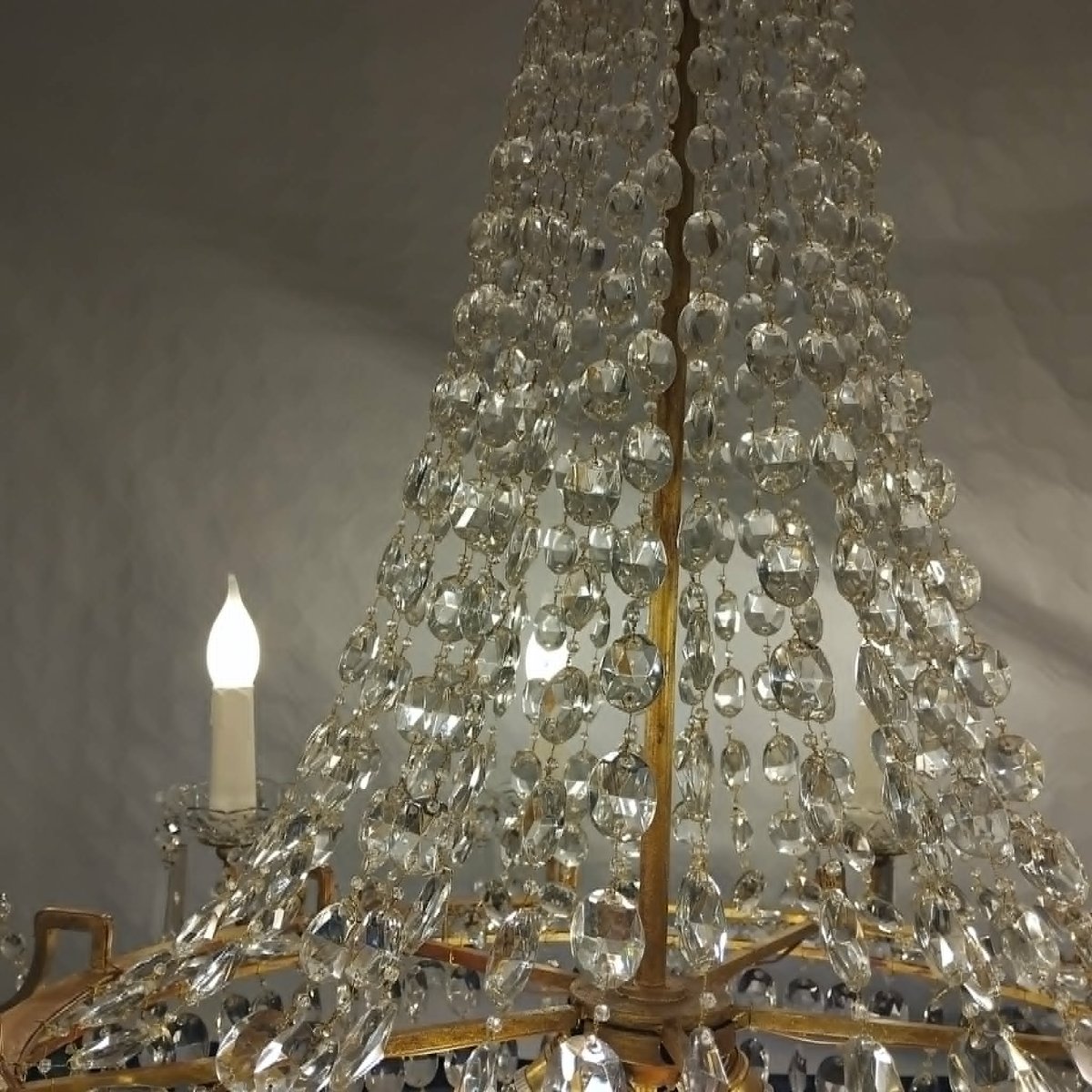 Basket Chandelier Attributed To Baccarat Early 20th Century. Large Model With 10 Arms Of Light-photo-6