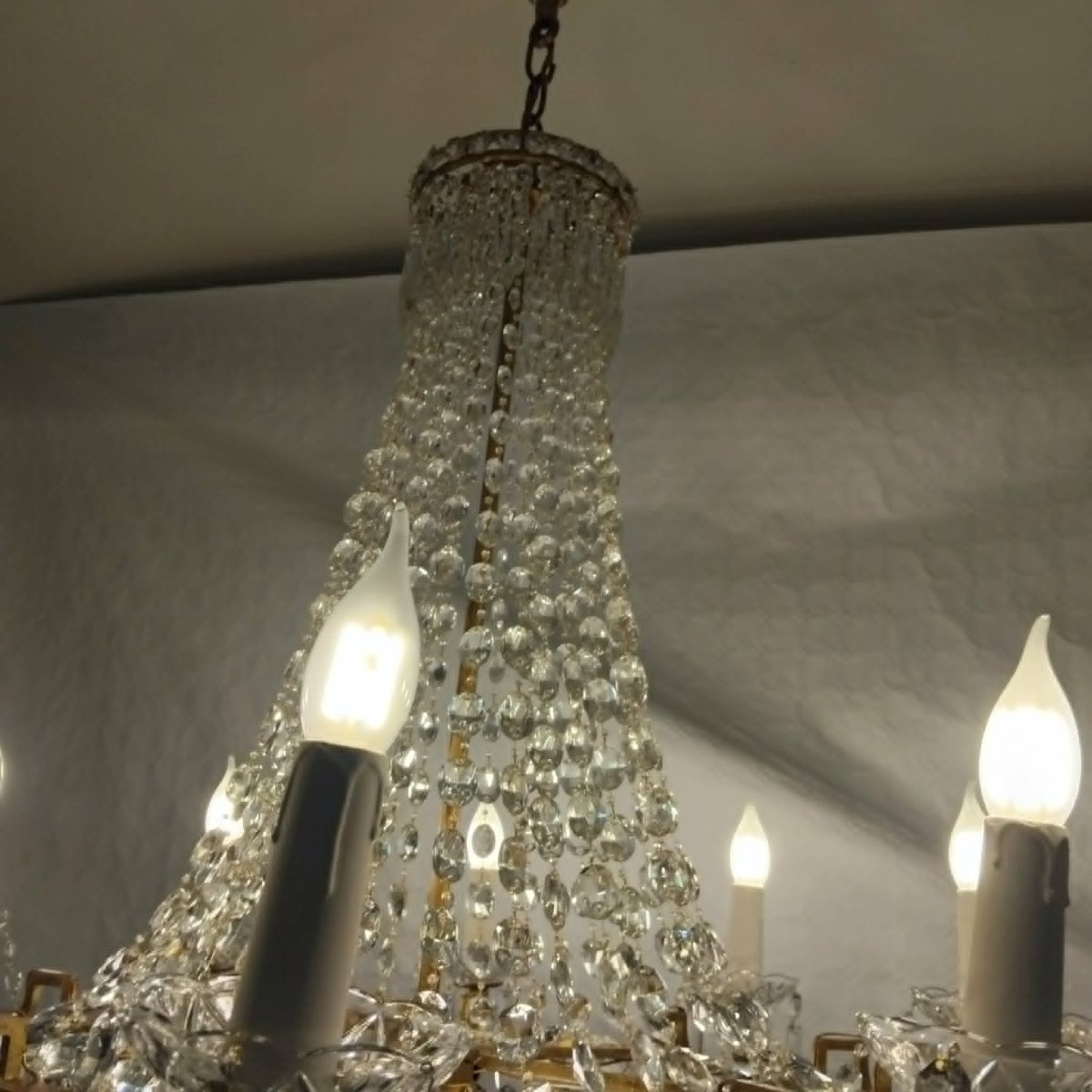 Basket Chandelier Attributed To Baccarat Early 20th Century. Large Model With 10 Arms Of Light-photo-7